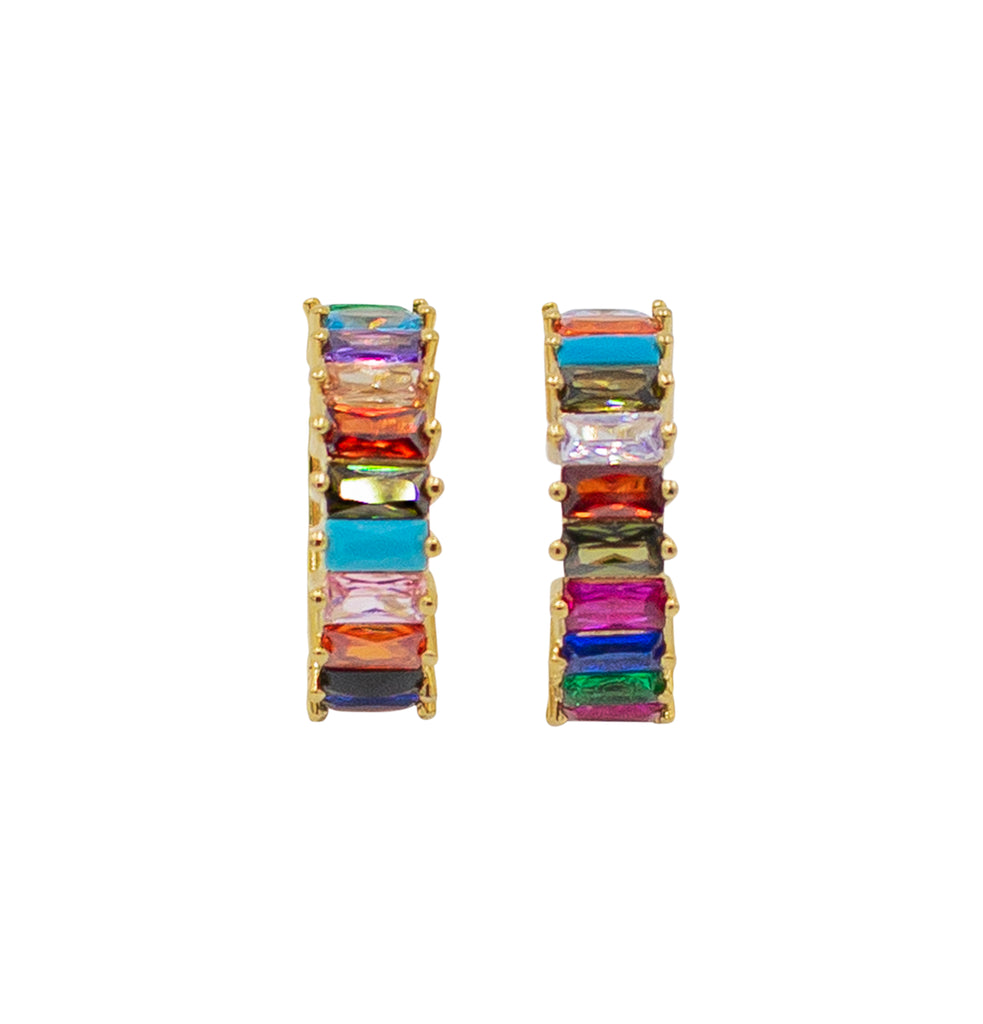 Rainbow Diamond Band Earrings