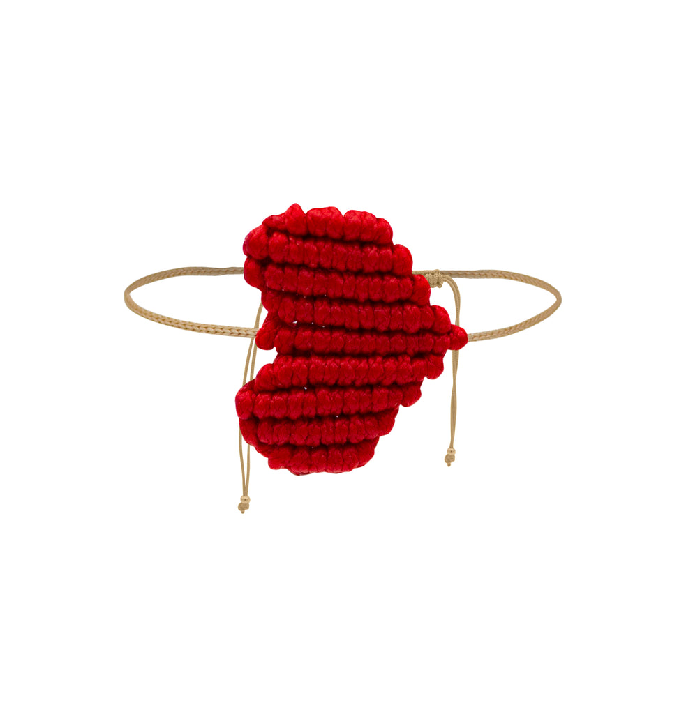 Red Heart Knit Bracelet